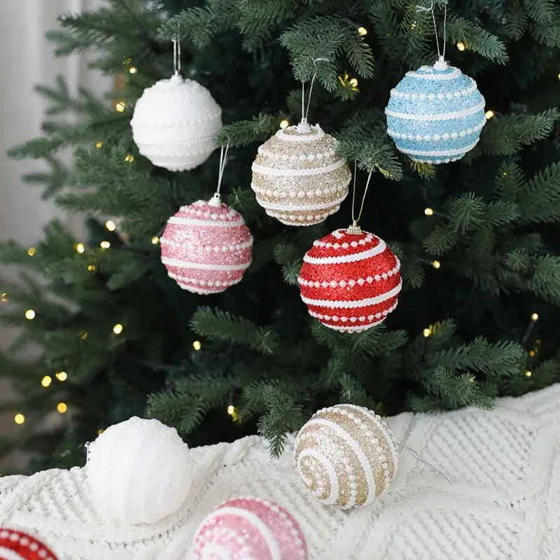 1pc 8cm Christmas Balls Ornament Glitter Xmas Tree Hanging Balls Pendant for Christmas Party Home Decor New Year Navidad Gift