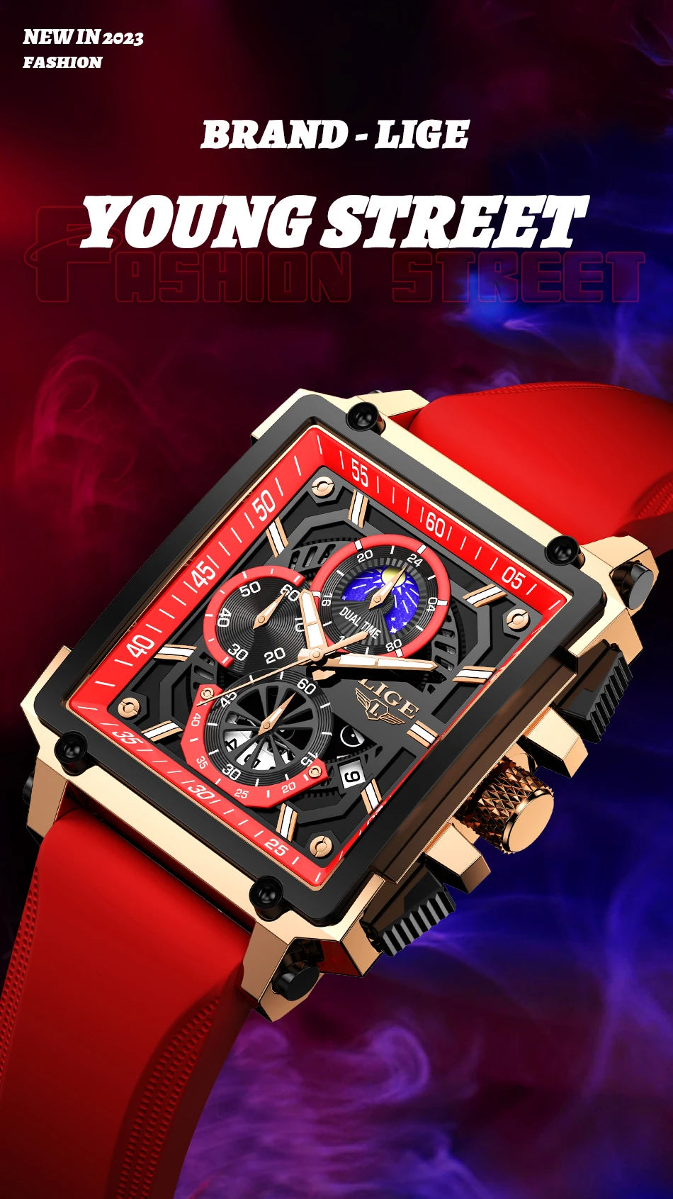 LIGE Men Watch Foxbox Brand Luxury Waterproof Quartz Wristwatch For Men Date Sport Silicone Clock Male Watches Relogio Masculino