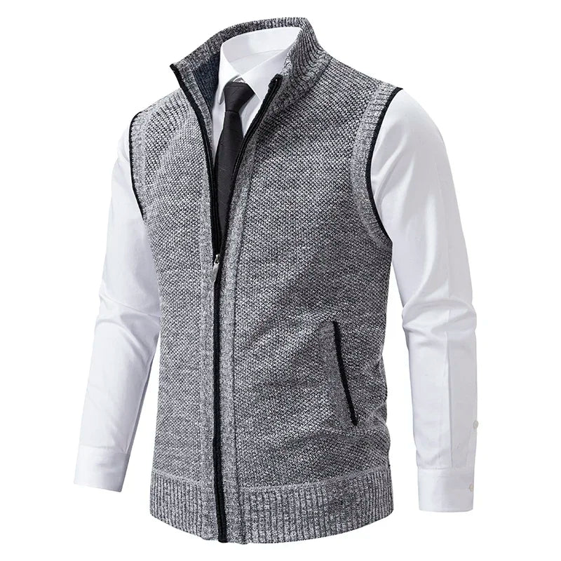 Men Sweaters Vest 2025 Autumn Winter New Wool Warm Velvet Solid Casual Knitwear Turtleneck Sleeveless Sweaters Vest men clothing