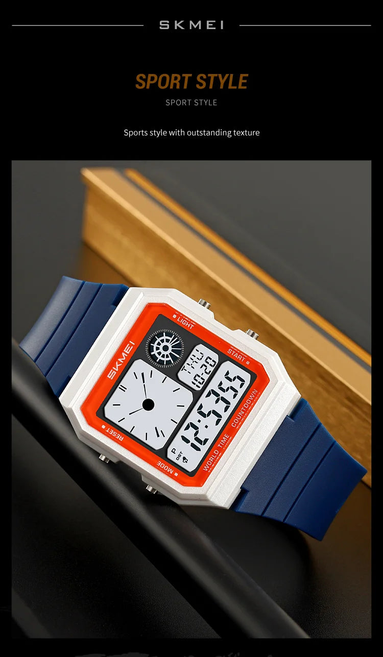 Skmei 5 Alarm Clock Male Military Sports Watches Analog Digital Display Multiple Time Zone Waterproof Swimming Mens Stop Watch