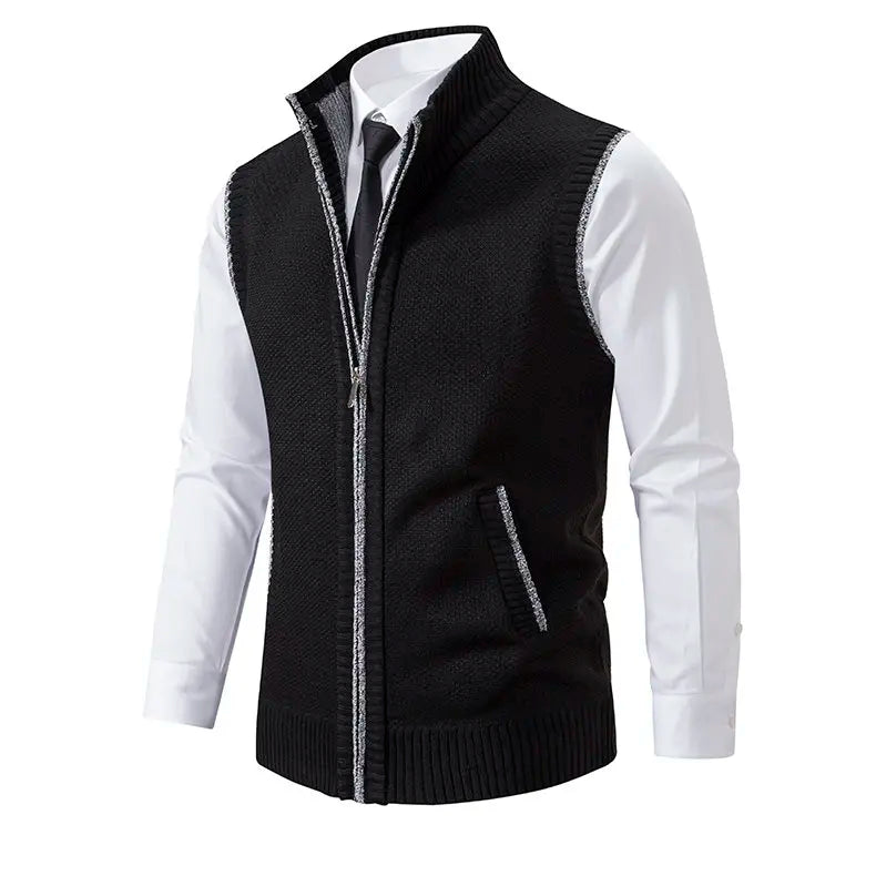 Men Sweaters Vest 2025 Autumn Winter New Wool Warm Velvet Solid Casual Knitwear Turtleneck Sleeveless Sweaters Vest men clothing