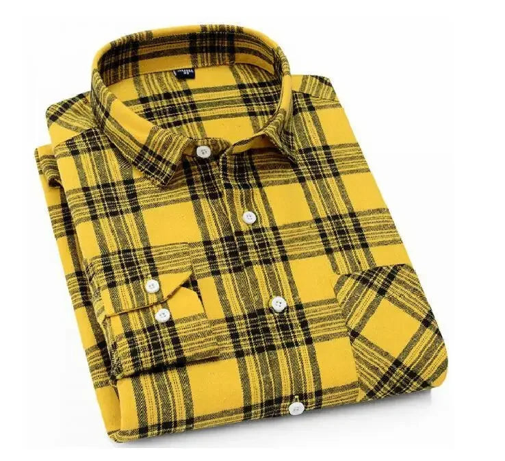 2024 100% Cotton New Male Casual Long Sleeve Warm Man Clothes Flannel Plaid Shirt Men Plus Size 3XL 4XL