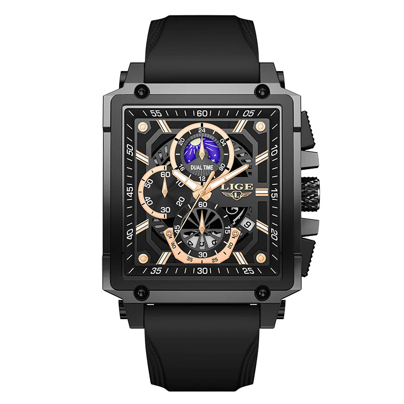 LIGE Men Watch Foxbox Brand Luxury Waterproof Quartz Wristwatch For Men Date Sport Silicone Clock Male Watches Relogio Masculino