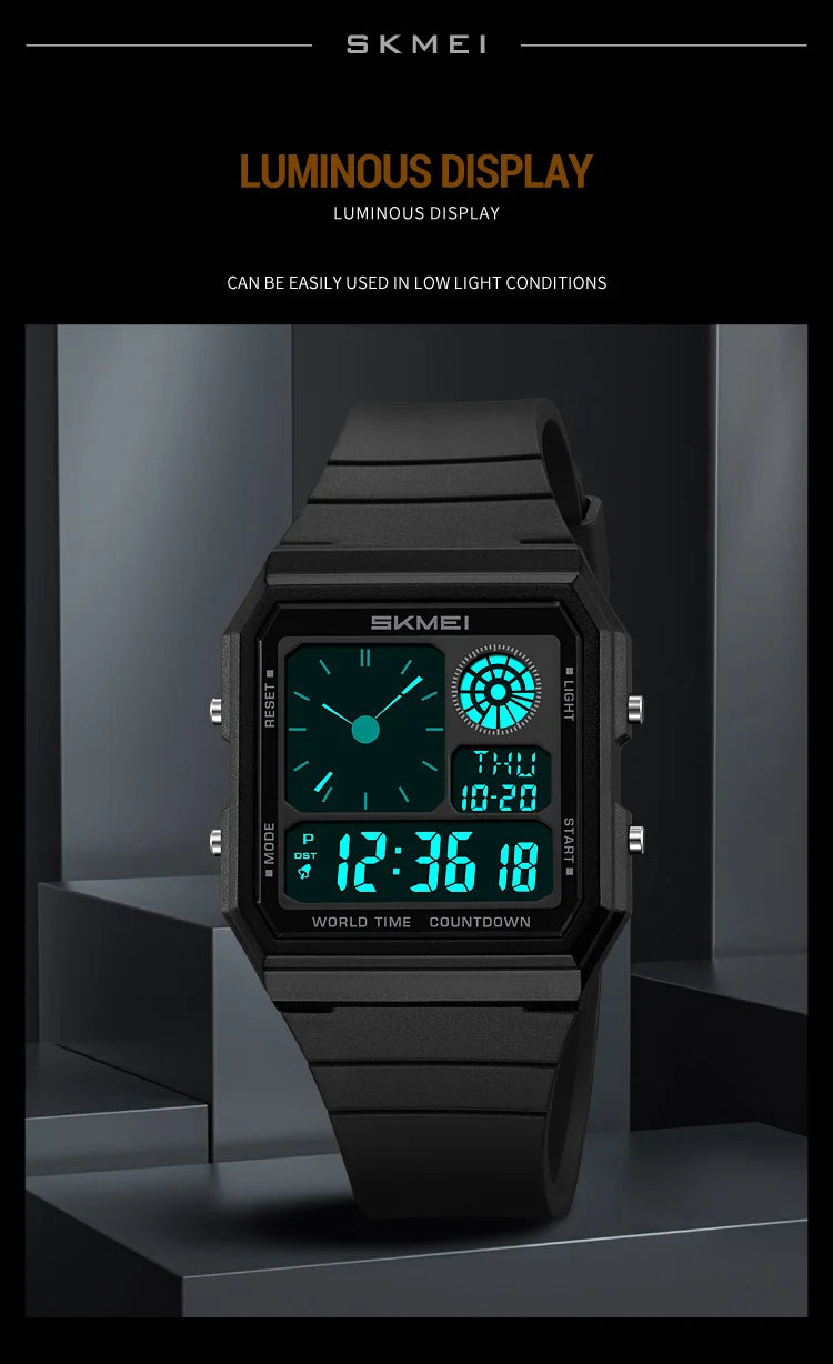 Skmei 5 Alarm Clock Male Military Sports Watches Analog Digital Display Multiple Time Zone Waterproof Swimming Mens Stop Watch
