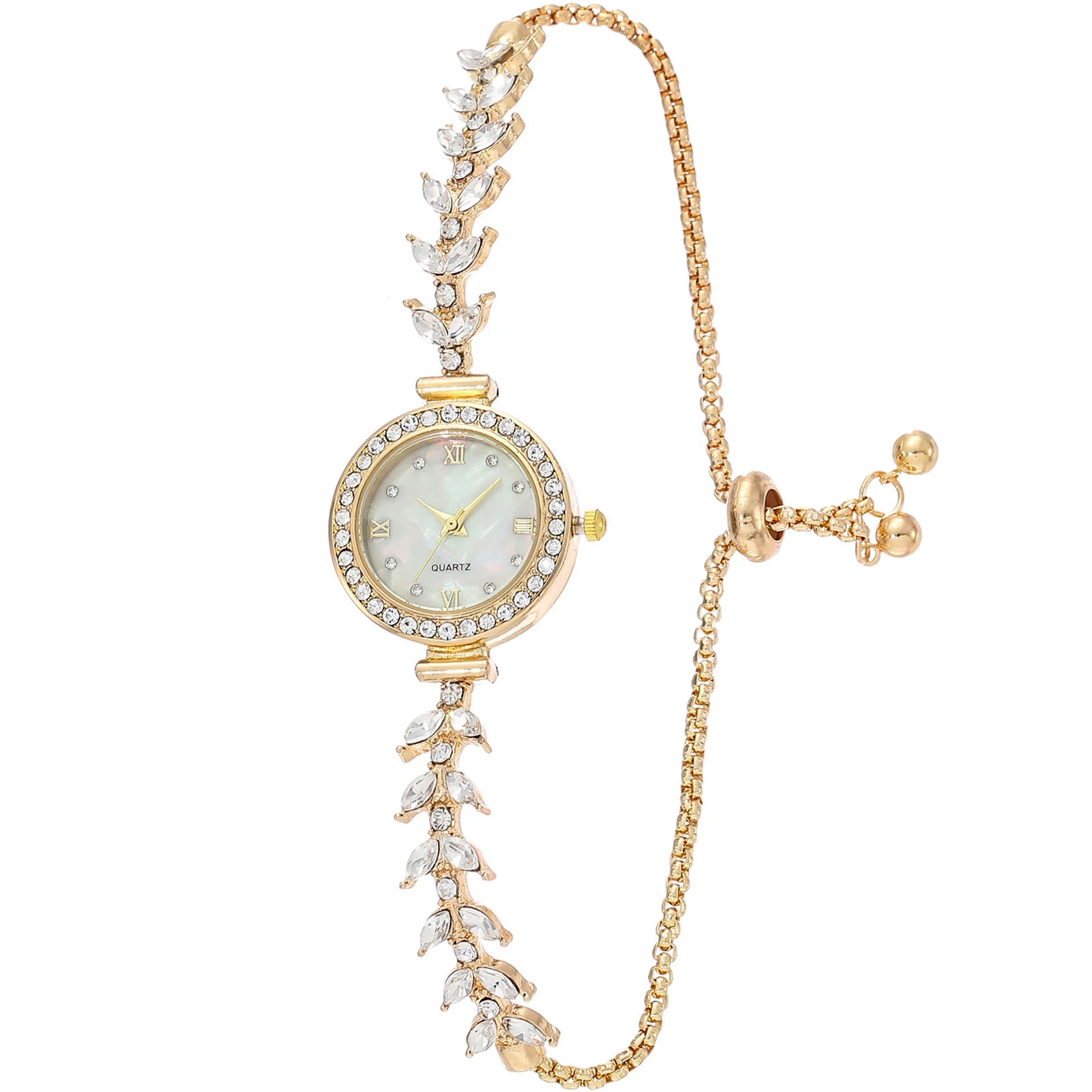 Women's Diamand Wristwatches Quartz Crystal Watch Free Adjustment Bracelet Watches for Brides Wedding Banquet Wearing
