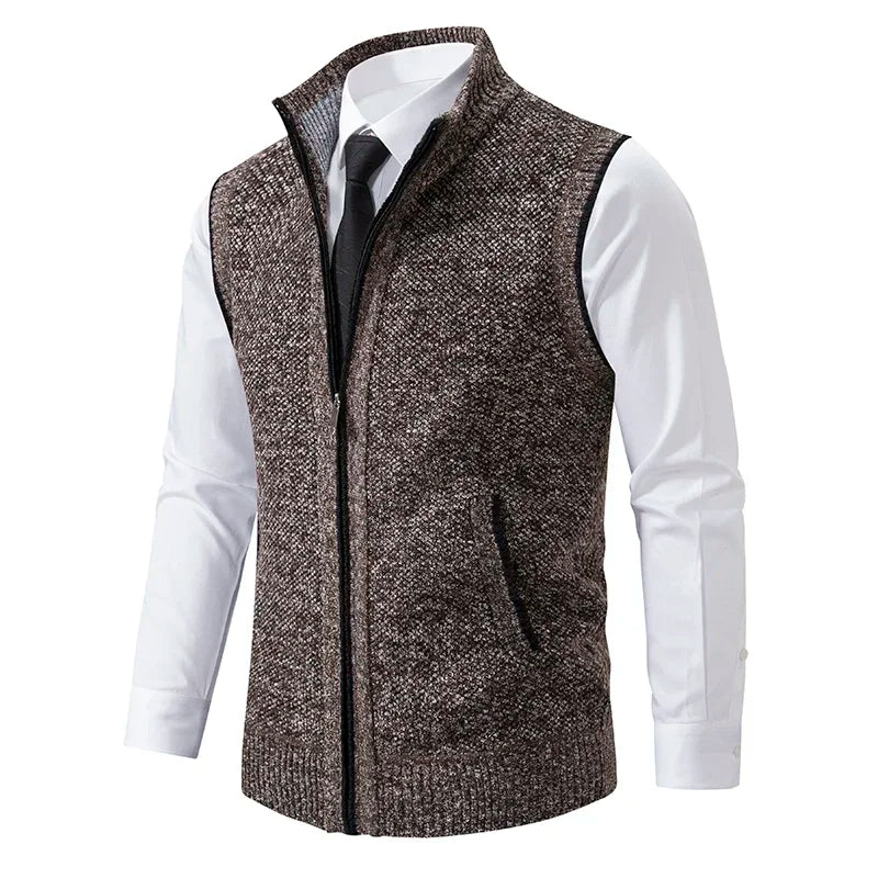 Men Sweaters Vest 2025 Autumn Winter New Wool Warm Velvet Solid Casual Knitwear Turtleneck Sleeveless Sweaters Vest men clothing
