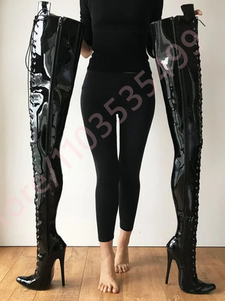 Pointed Toe Street Model Catwalk Ballet Stiletto Boots 2025 New Sexy Women's Black Over The Knee Boots Fashion Party Stage Boots