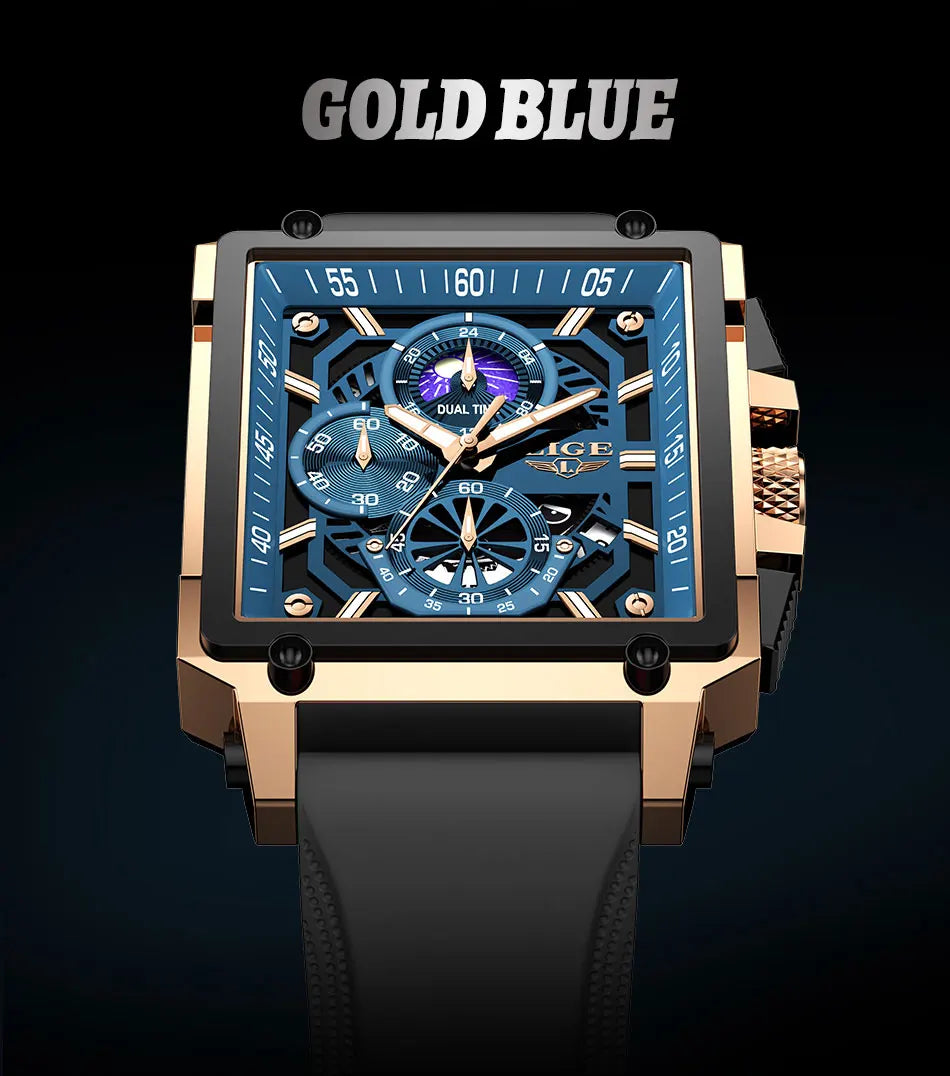 LIGE Men Watch Foxbox Brand Luxury Waterproof Quartz Wristwatch For Men Date Sport Silicone Clock Male Watches Relogio Masculino