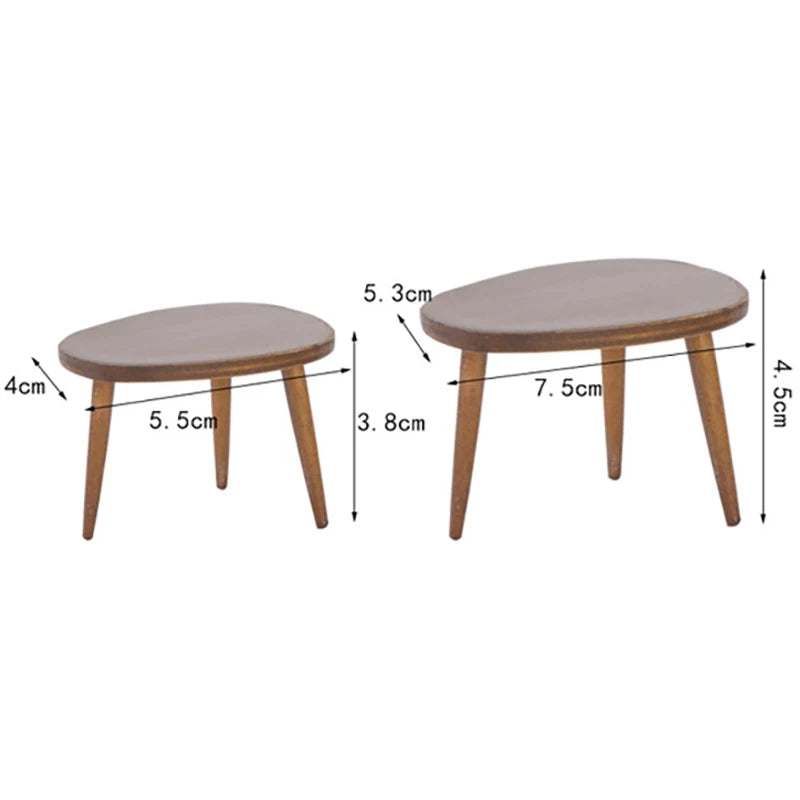 1 Set 1:12 Dollhouse Miniature Wooden Furniture Triangle Coffee Table Computer Desk Tea Model Living Room Home Decor Toy