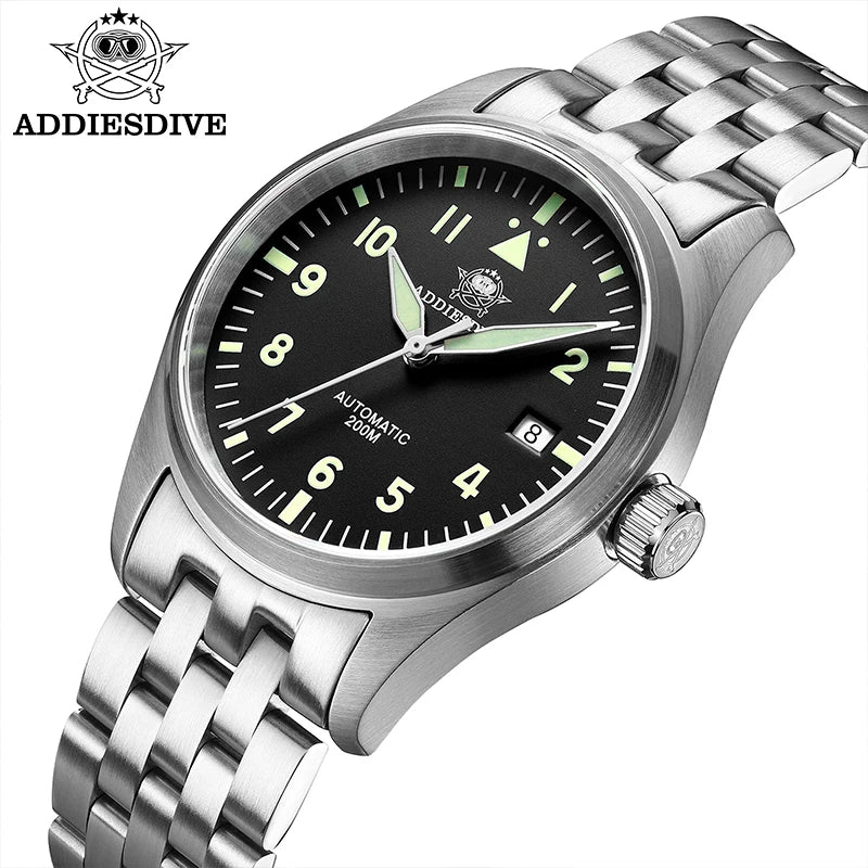 ADDIESDIVE Watches For Men Luxury Business Leisure Automatic Mechanical Men's Watch Fluorescent Waterproof 8215 316L Stainless