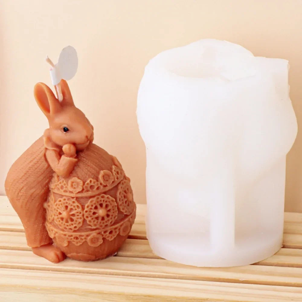 Candle Silicone Mold Rabbit Egg Aromatherapy Candle DIY Easter Drip Plaster Rabbit Mold Craft Gifts Home Decor Easy Demolding