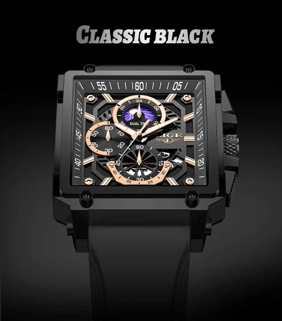 LIGE Men Watch Foxbox Brand Luxury Waterproof Quartz Wristwatch For Men Date Sport Silicone Clock Male Watches Relogio Masculino