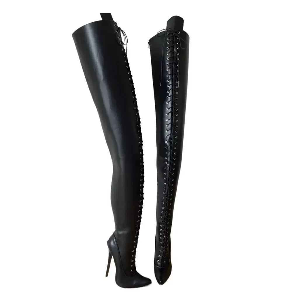 Pointed Toe Street Model Catwalk Ballet Stiletto Boots 2025 New Sexy Women's Black Over The Knee Boots Fashion Party Stage Boots