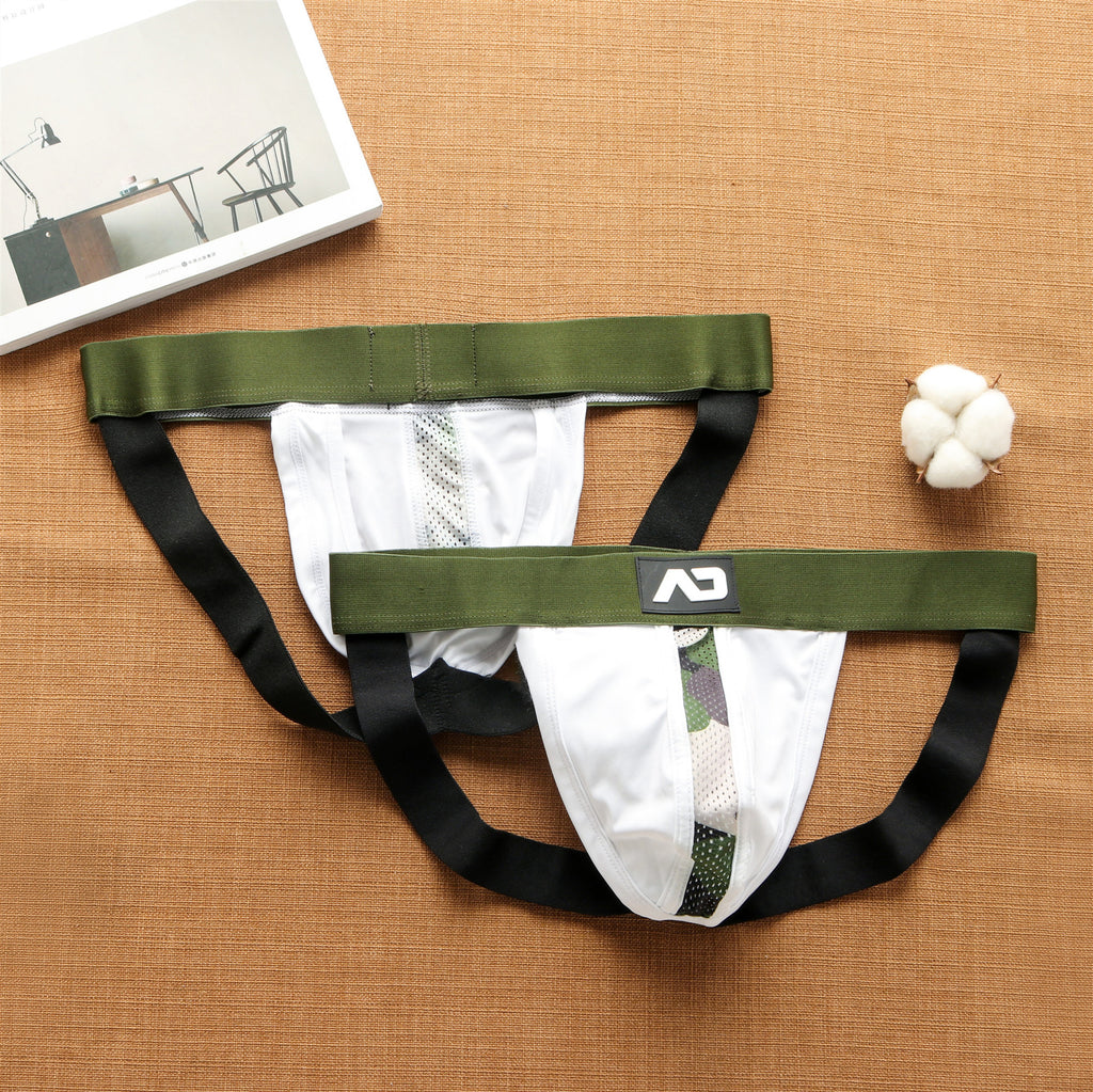 New men's milk mesh hole splicing low waist underwear independent bag elastic fashion trend double tee