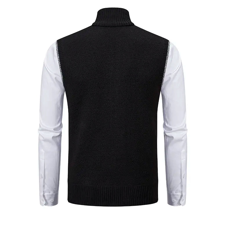 Men Sweaters Vest 2025 Autumn Winter New Wool Warm Velvet Solid Casual Knitwear Turtleneck Sleeveless Sweaters Vest men clothing