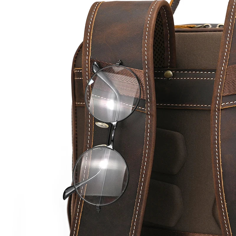 2025 New Arrivals Leather Backpack For Travel Men Male Cowhide Leather Laptop Bag 15.6" 17 Double Shoulder Bagpack For Man Retro
