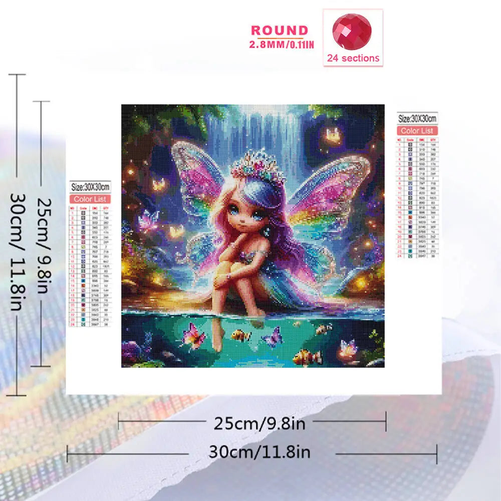 Evershine Full Square Diamond Painting Girl Portrait Rhinestones Mosaic Elf 5D DIY Diamond Embroidery Wings Picture Home Decor