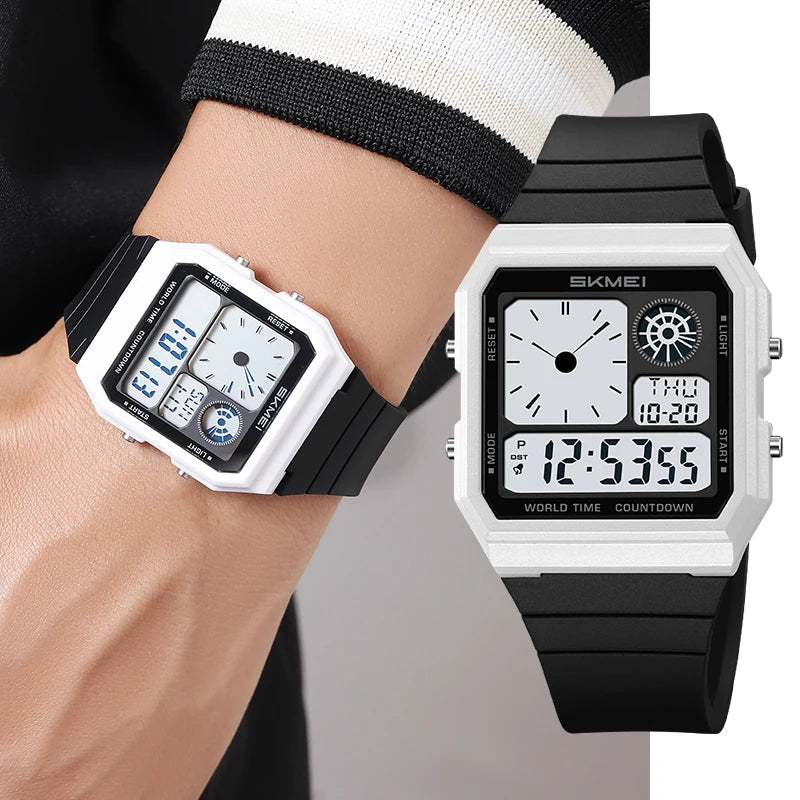 Skmei 5 Alarm Clock Male Military Sports Watches Analog Digital Display Multiple Time Zone Waterproof Swimming Mens Stop Watch