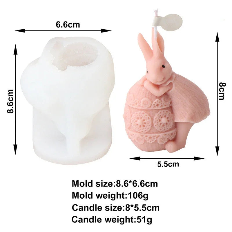 Candle Silicone Mold Rabbit Egg Aromatherapy Candle DIY Easter Drip Plaster Rabbit Mold Craft Gifts Home Decor Easy Demolding