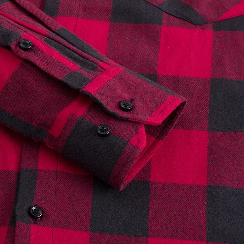2024 100% Cotton New Male Casual Long Sleeve Warm Man Clothes Flannel Plaid Shirt Men Plus Size 3XL 4XL