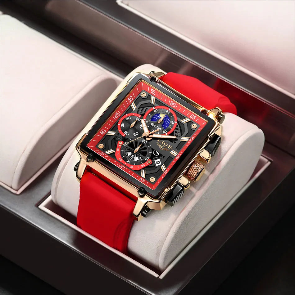 LIGE Men Watch Foxbox Brand Luxury Waterproof Quartz Wristwatch For Men Date Sport Silicone Clock Male Watches Relogio Masculino