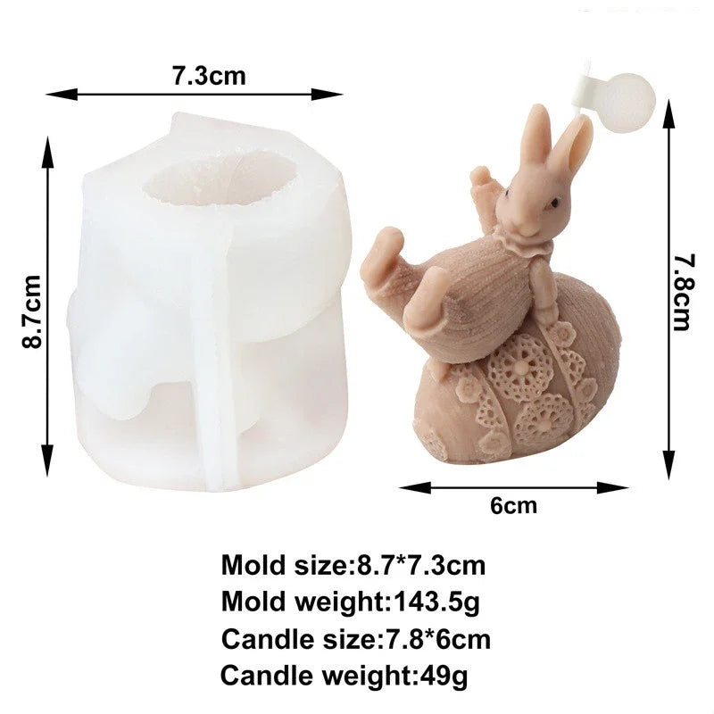 Candle Silicone Mold Rabbit Egg Aromatherapy Candle DIY Easter Drip Plaster Rabbit Mold Craft Gifts Home Decor Easy Demolding