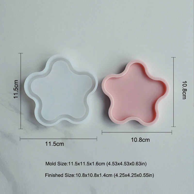 Tray Dish Mold Round Square Rectangle Coaster Silicone Mold Cement Plaster Resin Tray Mould Jewelry Storage Tray Home Decor