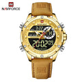 Naviforce Mens Original Watches 2025 Men Fashion Sports Waterproof Luxury Corium Strap Men Wristwatch with Calendar Dual Display