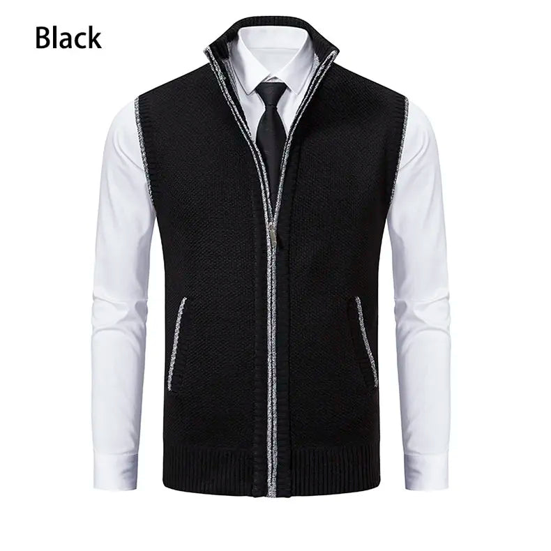 Men Sweaters Vest 2025 Autumn Winter New Wool Warm Velvet Solid Casual Knitwear Turtleneck Sleeveless Sweaters Vest men clothing