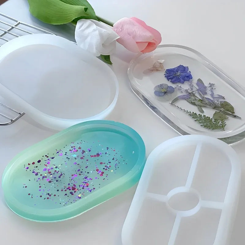 Tray Dish Mold Round Square Rectangle Coaster Silicone Mold Cement Plaster Resin Tray Mould Jewelry Storage Tray Home Decor