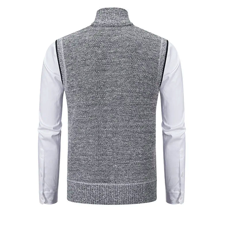 Men Sweaters Vest 2025 Autumn Winter New Wool Warm Velvet Solid Casual Knitwear Turtleneck Sleeveless Sweaters Vest men clothing