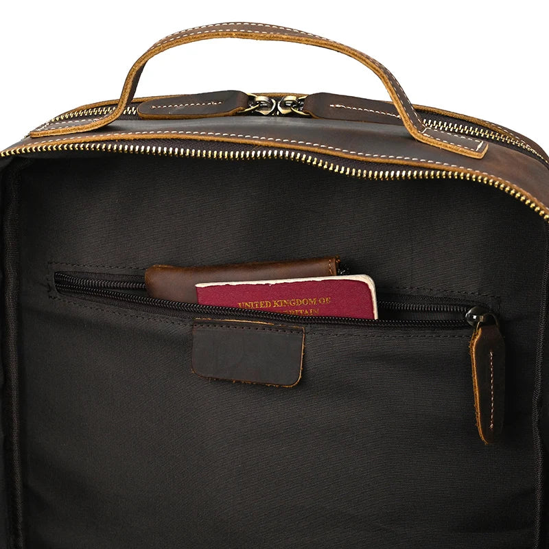 2025 New Arrivals Leather Backpack For Travel Men Male Cowhide Leather Laptop Bag 15.6" 17 Double Shoulder Bagpack For Man Retro