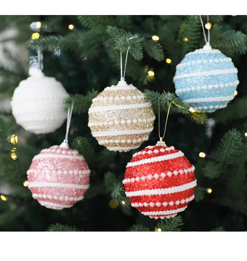 1pc 8cm Christmas Balls Ornament Glitter Xmas Tree Hanging Balls Pendant for Christmas Party Home Decor New Year Navidad Gift