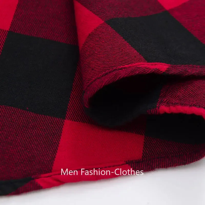 2024 100% Cotton New Male Casual Long Sleeve Warm Man Clothes Flannel Plaid Shirt Men Plus Size 3XL 4XL