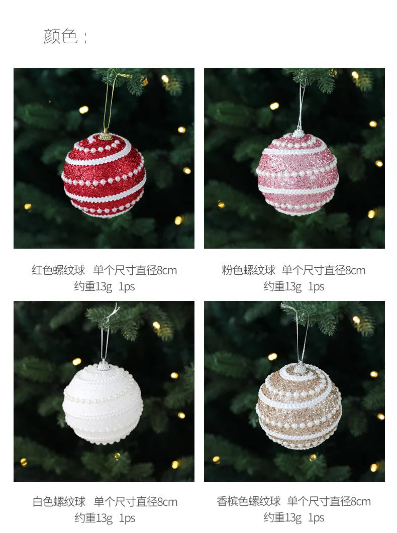 1pc 8cm Christmas Balls Ornament Glitter Xmas Tree Hanging Balls Pendant for Christmas Party Home Decor New Year Navidad Gift