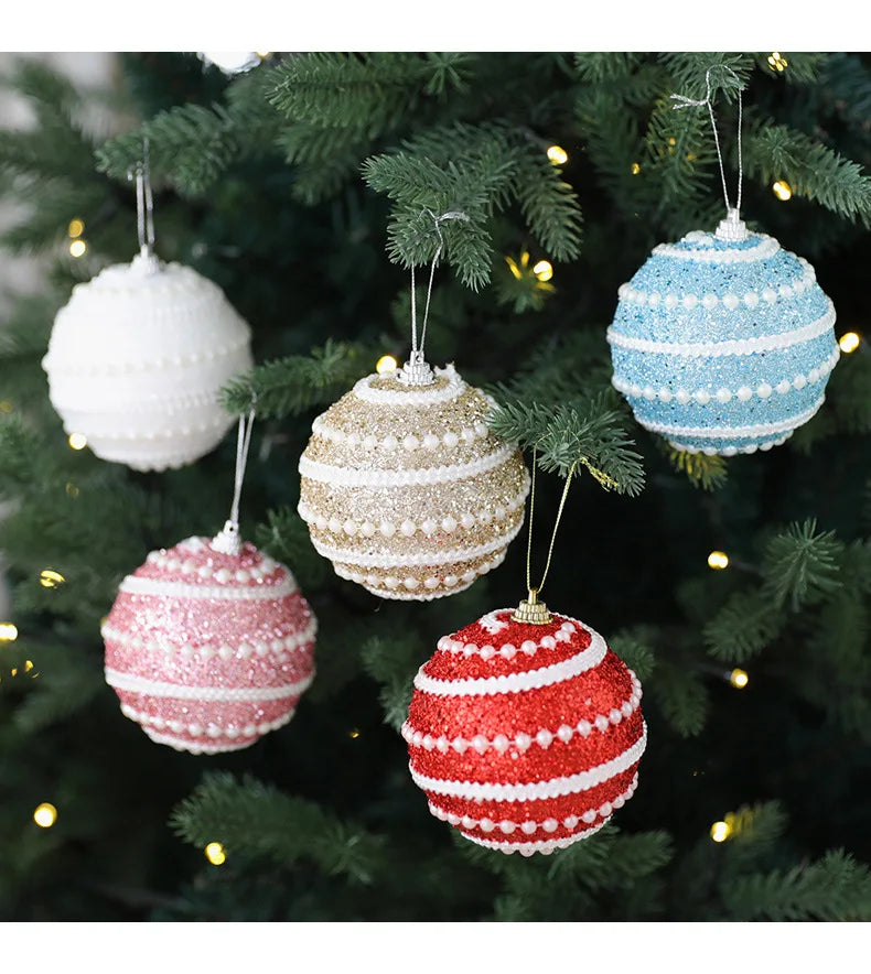 1pc 8cm Christmas Balls Ornament Glitter Xmas Tree Hanging Balls Pendant for Christmas Party Home Decor New Year Navidad Gift