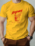 2025 New Men's Cotton Short Sleeve T-shirt Negroni Cocktail Graphic Print Black Casual Fashion Top For Daily & Party Wear