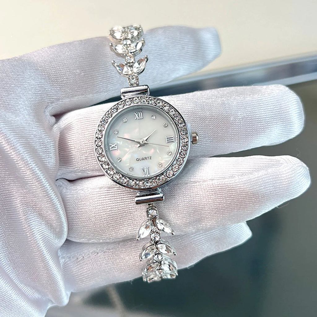 Women's Diamand Wristwatches Quartz Crystal Watch Free Adjustment Bracelet Watches for Brides Wedding Banquet Wearing