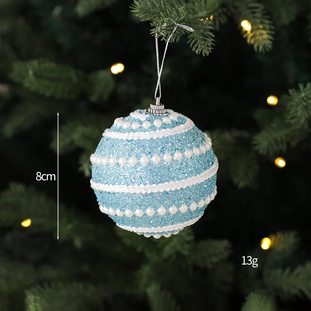 1pc 8cm Christmas Balls Ornament Glitter Xmas Tree Hanging Balls Pendant for Christmas Party Home Decor New Year Navidad Gift