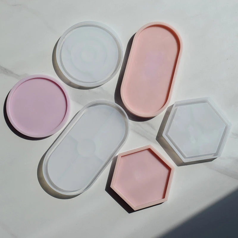 Tray Dish Mold Round Square Rectangle Coaster Silicone Mold Cement Plaster Resin Tray Mould Jewelry Storage Tray Home Decor