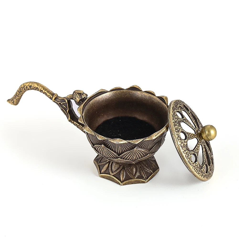 Lotus Incense Burner Vintage Brass Charcoal Incense Holder Sandalwood Censer Yoga Meditation Home Decor Tea Ceremony Accessories