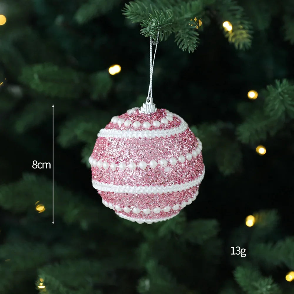 1pc 8cm Christmas Balls Ornament Glitter Xmas Tree Hanging Balls Pendant for Christmas Party Home Decor New Year Navidad Gift