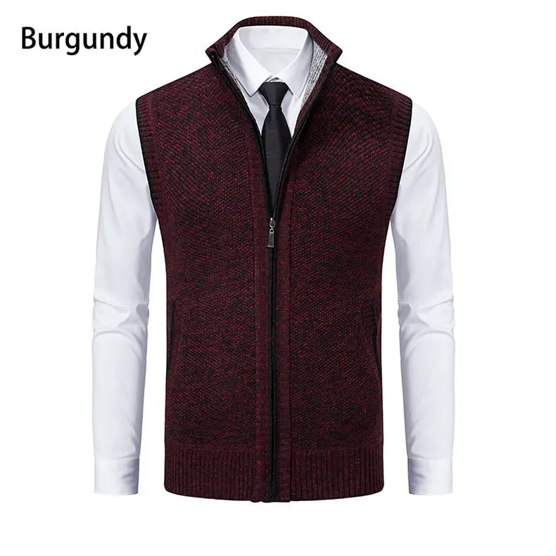 Men Sweaters Vest 2025 Autumn Winter New Wool Warm Velvet Solid Casual Knitwear Turtleneck Sleeveless Sweaters Vest men clothing