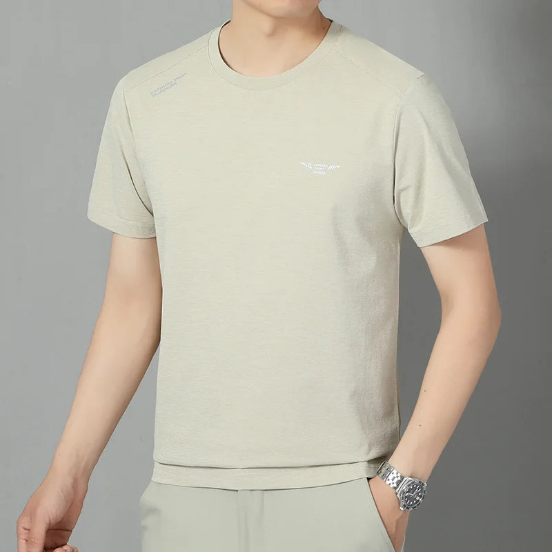 2025 New Men's Korean Casual Short Sleeved Round Neck T-shirt Summer Fashionable and Comfortable Versatile Top