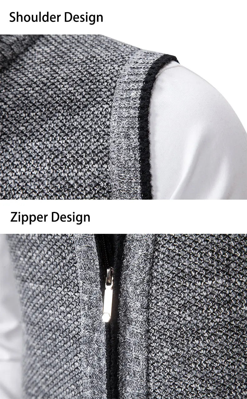 Men Sweaters Vest 2025 Autumn Winter New Wool Warm Velvet Solid Casual Knitwear Turtleneck Sleeveless Sweaters Vest men clothing