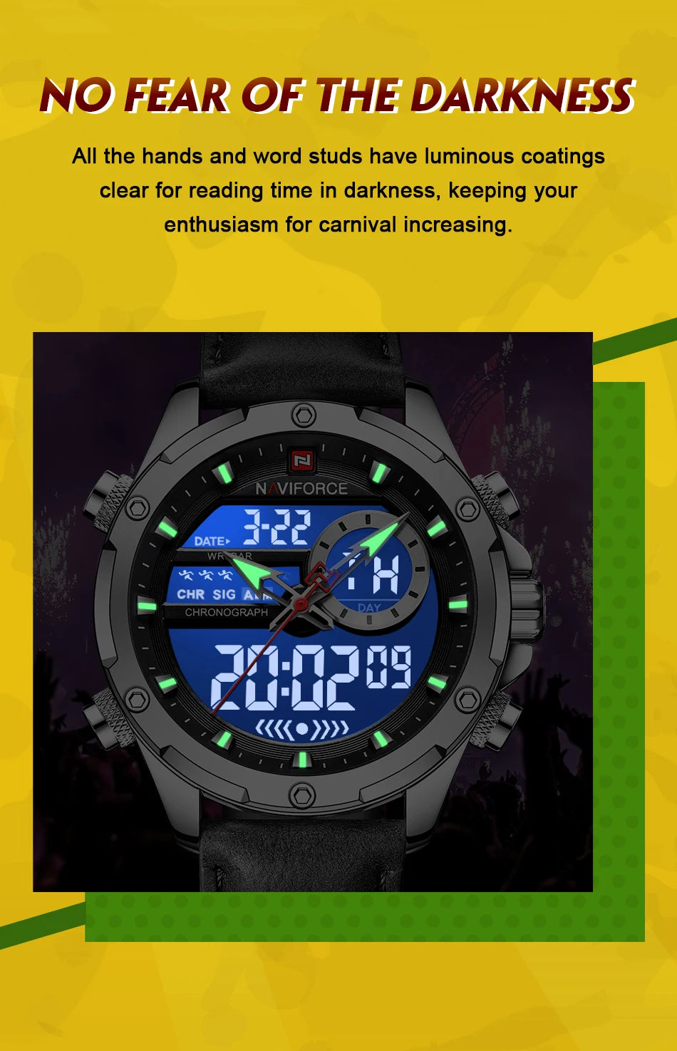 Naviforce Mens Original Watches 2025 Men Fashion Sports Waterproof Luxury Corium Strap Men Wristwatch with Calendar Dual Display