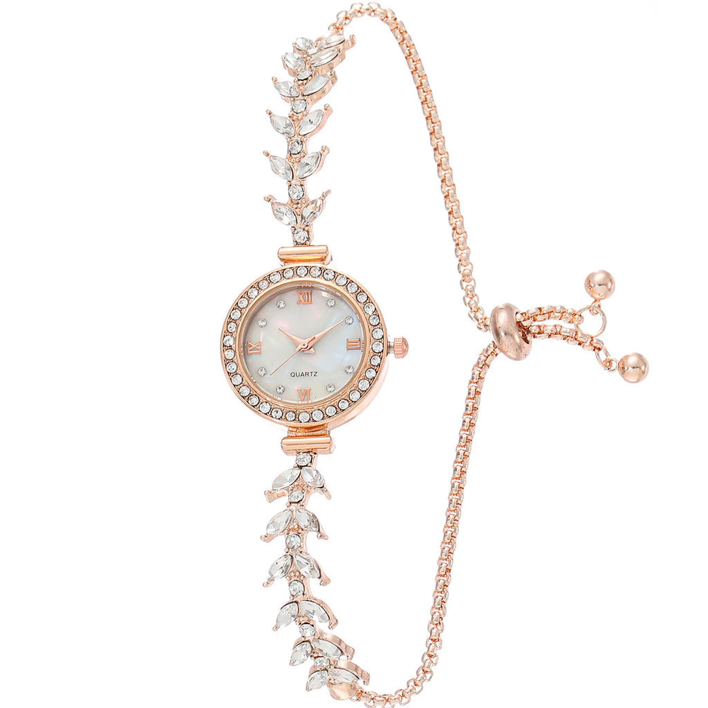 Women's Diamand Wristwatches Quartz Crystal Watch Free Adjustment Bracelet Watches for Brides Wedding Banquet Wearing