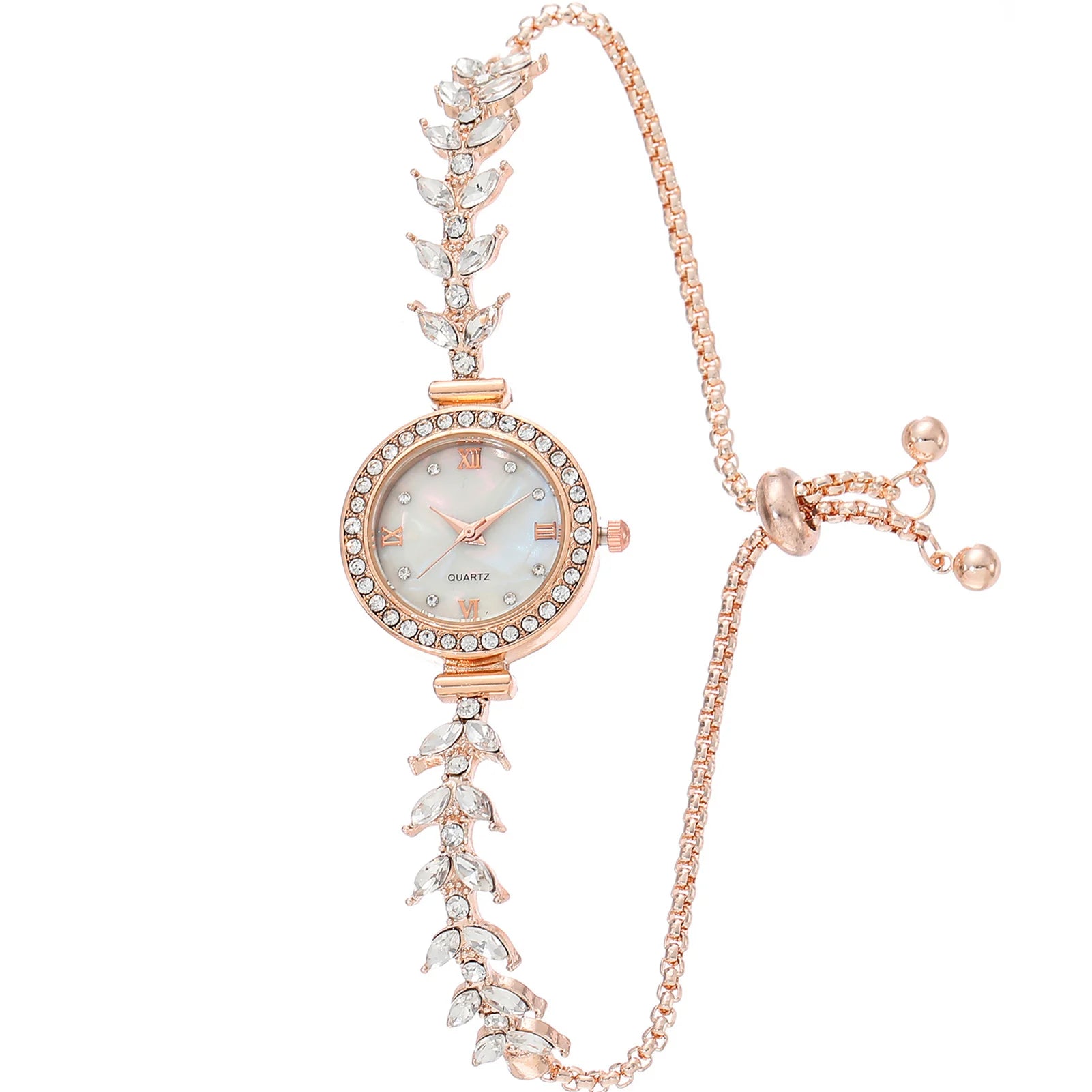 Women's Diamand Wristwatches Quartz Crystal Watch Free Adjustment Bracelet Watches for Brides Wedding Banquet Wearing