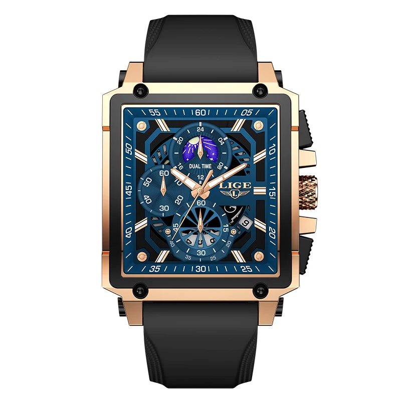 LIGE Men Watch Foxbox Brand Luxury Waterproof Quartz Wristwatch For Men Date Sport Silicone Clock Male Watches Relogio Masculino