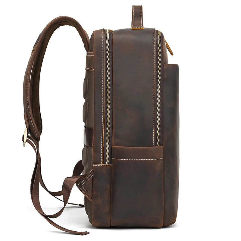 2025 New Arrivals Leather Backpack For Travel Men Male Cowhide Leather Laptop Bag 15.6" 17 Double Shoulder Bagpack For Man Retro